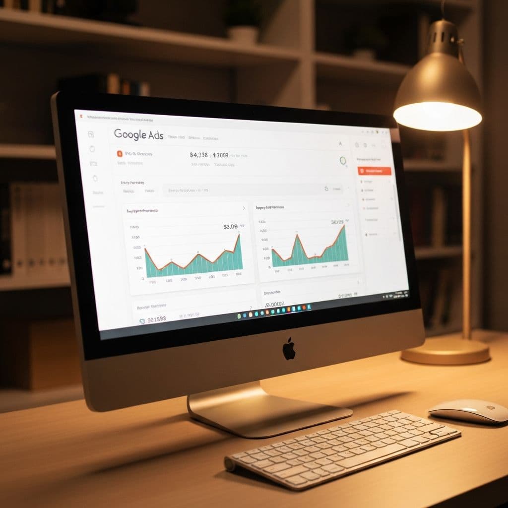 Google Ads search results with top ad positions and high click-through rates